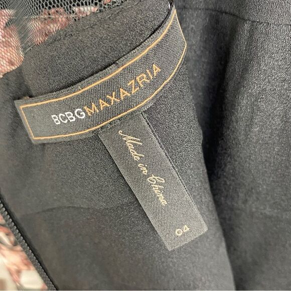 BCBGMaxAzria Brenda Bandage Dress Patterned Black Pink 4 Sleeveless Sheer Top - Picture 12 of 14